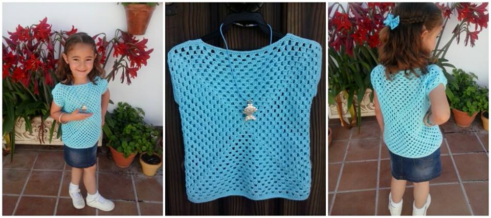 Blusa en crochet tejida con dos granny square
