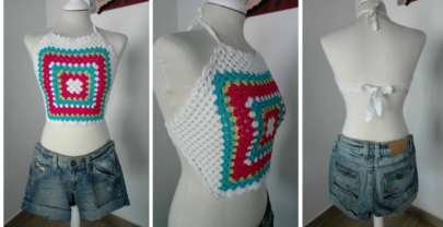 Crop top granny tejido en crochet paso a paso