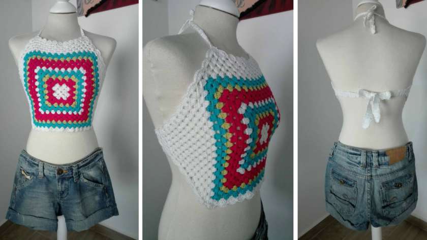 Crop top granny tejido en crochet paso a paso