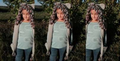 Bufanda con gorro en crochet estilo lince o gato