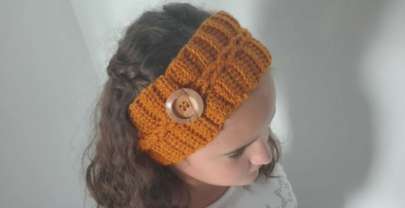 Turbante vincha o diadema con trenza tejida a crochet