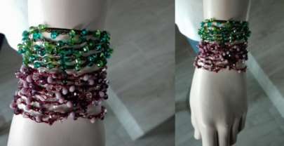 Brazalete boho de swarovski tejido a  crochet