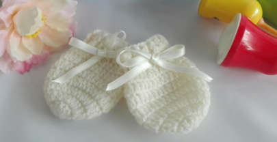 Como tejer manoplas para bebe a crochet unisex